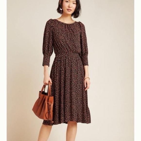 Anthropologie Maeve Chatham Geo Print Jersey Knit Midi Dress Cutout Back Sz M - Picture 13 of 13